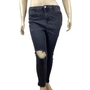 Forever 21 + Jeans Size 18 Faded Black Distressed  Open Knee